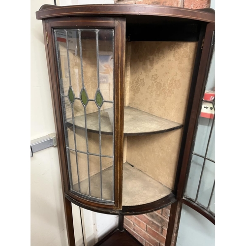 480 - Edwardian inlaid corner cupboard on stand