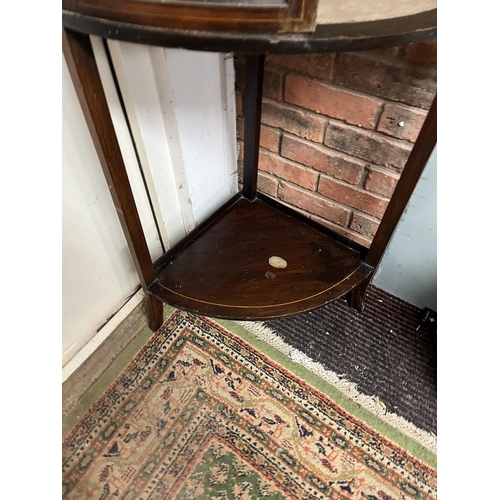 480 - Edwardian inlaid corner cupboard on stand