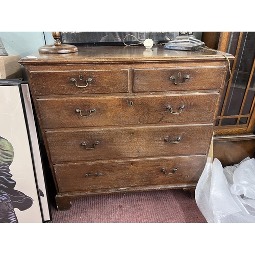 485 - Antique oak 2 over 3 chest of drawers - Approx W: 98cm D: 56cm H: 95cm