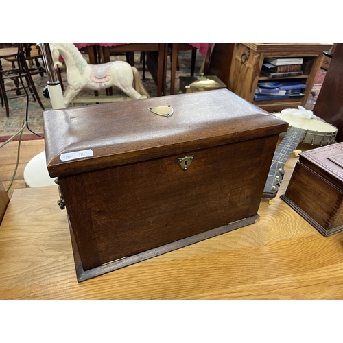 506 - Late 19thC Victorian traveling stationary/ writing cabinet, with folding writing slope and other sec... 