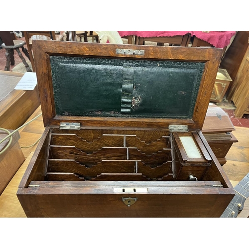 506 - Late 19thC Victorian traveling stationary/ writing cabinet, with folding writing slope and other sec... 