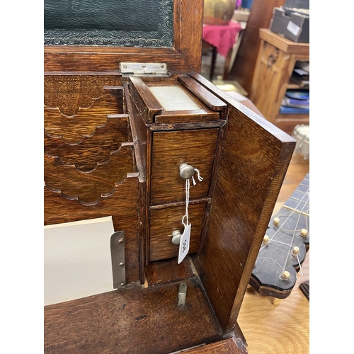 506 - Late 19thC Victorian traveling stationary/ writing cabinet, with folding writing slope and other sec... 