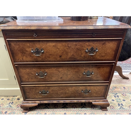 510 - Burr walnut inlaid bachelor chest of drawers - Approx W: 82cm D: 48cm H: 81cm