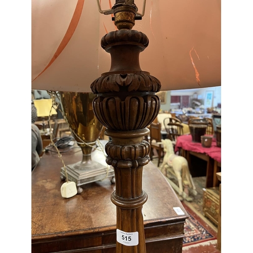 515 - Fine carved walnut standard lamp