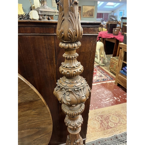 515 - Fine carved walnut standard lamp