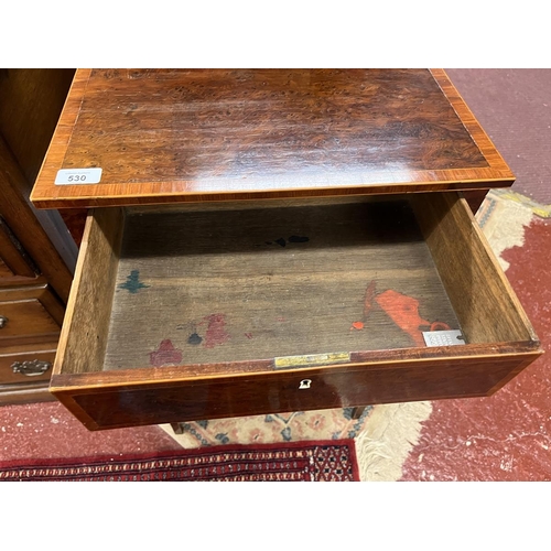 530 - Birds eye maple side table with drawer - Approx W: 44cm D: 29cm H: 72cm