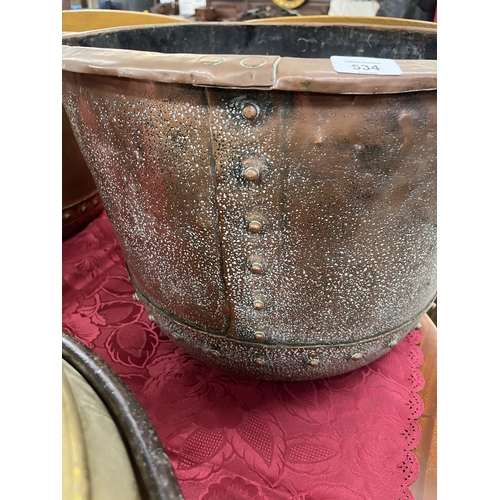 534 - Large copper cauldron