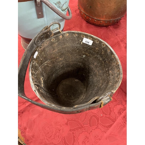 539 - Antique leather studded fire bucket