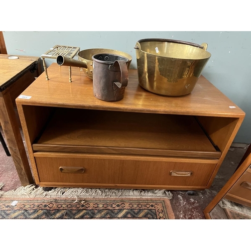 553 - 2 mid century teak units together with a dressing table stool