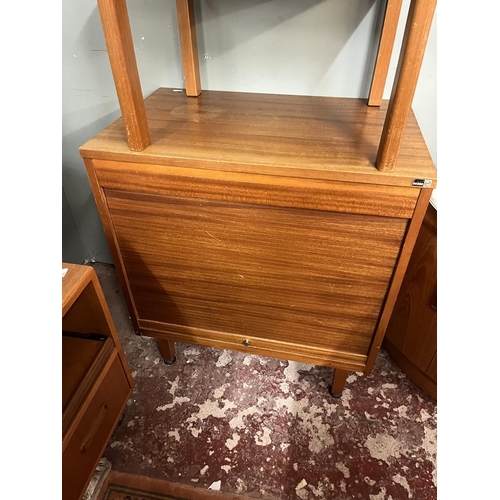 553 - 2 mid century teak units together with a dressing table stool