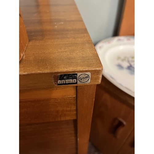 553 - 2 mid century teak units together with a dressing table stool