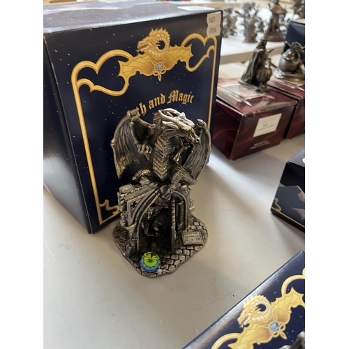 594 - Collection of pewter Myth & Magic figures - Collectors club and extravaganza pieces