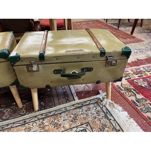 622 - Pair of vintage Asmund S Lardal suitcases converted to tables