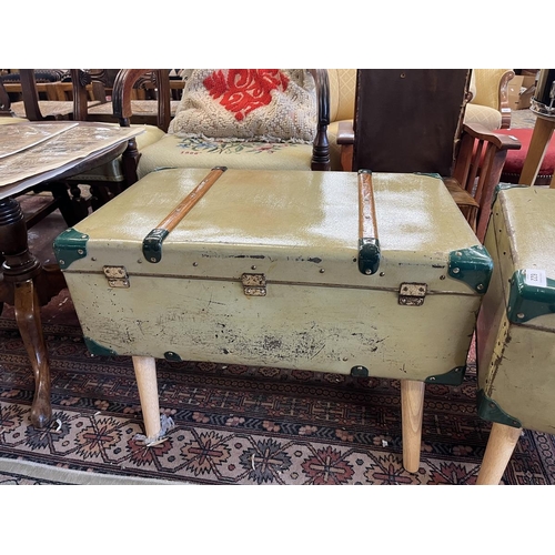 622 - Pair of vintage Asmund S Lardal suitcases converted to tables