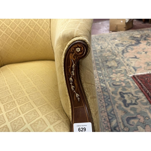 629 - Pair of Edwardian inlaid tub chairs