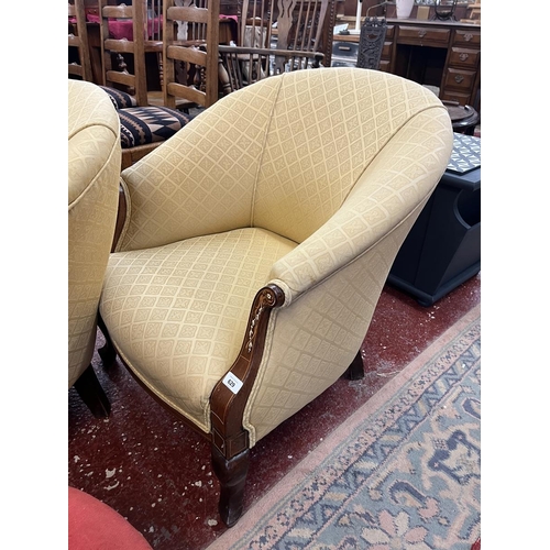 629 - Pair of Edwardian inlaid tub chairs