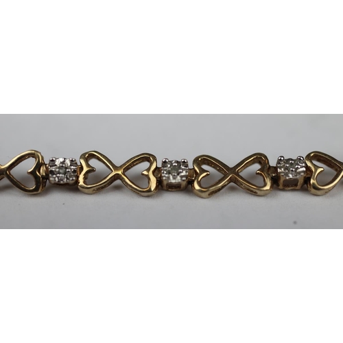 63 - 9ct gold diamond set bracelet - Approx gross W: 4g