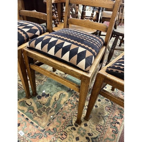 631 - 4 Edwardian oak chairs