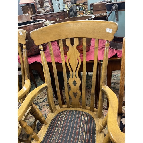 632 - Pair of grandfather fireside chairs