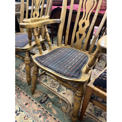 632 - Pair of grandfather fireside chairs