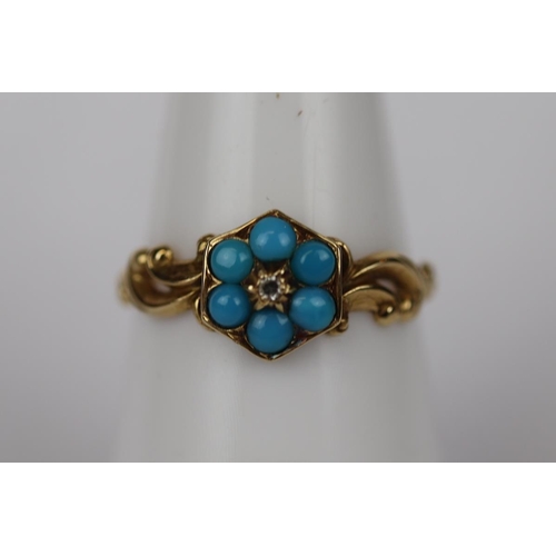 71 - 9ct gold stone set ring together with a 9ct gold turquoise set ring 