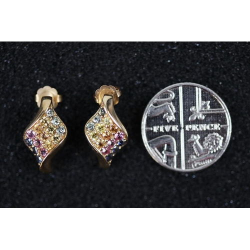 88 - 9ct gold multi stone set earrings