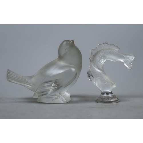 152 - Lalique ‘Mocking Sparrow’ (8cm) together with Lalique Koi carp