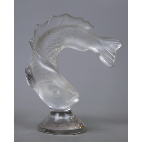 152 - Lalique ‘Mocking Sparrow’ (8cm) together with Lalique Koi carp