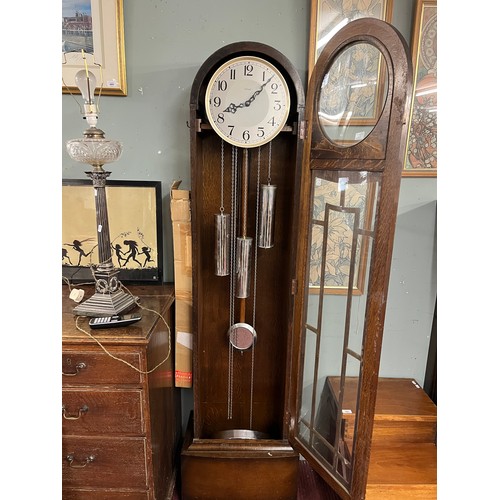 476 - 1930s Art Deco long case clock with Westminster chime by Enfield in working order