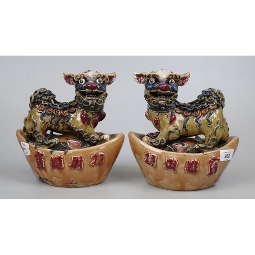 262 - Pair of antique ceramic Dogs of Foo