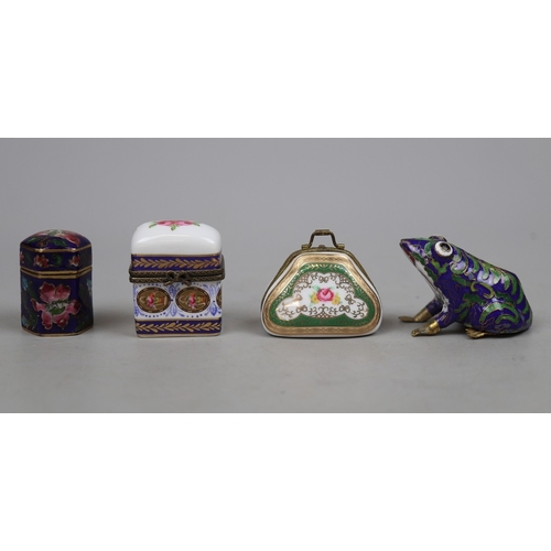 263 - 3 ceramic trinket boxes together with a ceramic frog