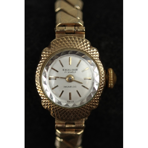 156 - 9ct gold cased ladies watch - Excalibur