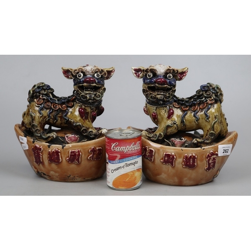 262 - Pair of antique ceramic Dogs of Foo