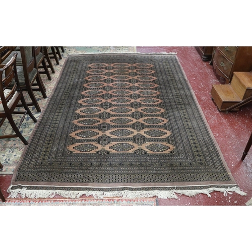 699 - Large Bokhara pattern, wool and cotton, very fine hand woven rug. 295cm x 198cm