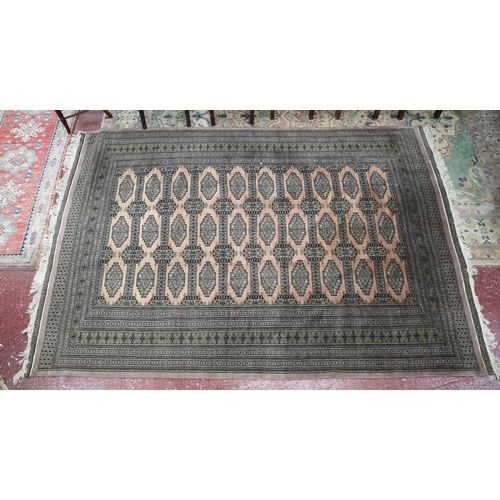 699 - Large Bokhara pattern, wool and cotton, very fine hand woven rug. 295cm x 198cm