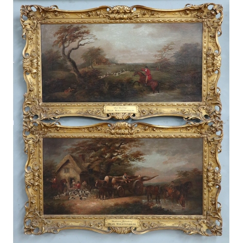 447 - Dean Wolstenholme (1757-1837) - Pair of oils on canvas, 'Fox Hunting' &amp; 'Huntsmen Refreshing' si...