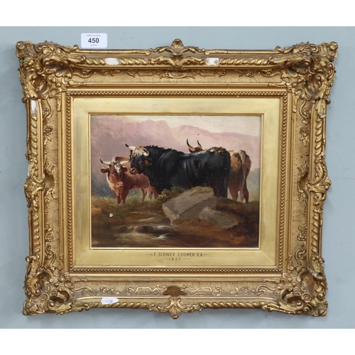 450 - Thomas Sidney Cooper, RA (British, 1803-1902) – Oil on canvas, Cattle, signed &amp; dated (1857) – I...