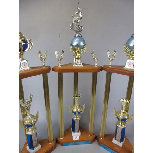 256 - 3 BMX sports trophies - Approx heights: 72cm