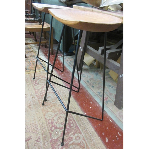 320 - Pair of oak seated bar stools