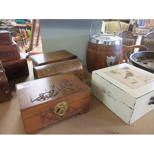 322 - Collection of woodenware and music boxes