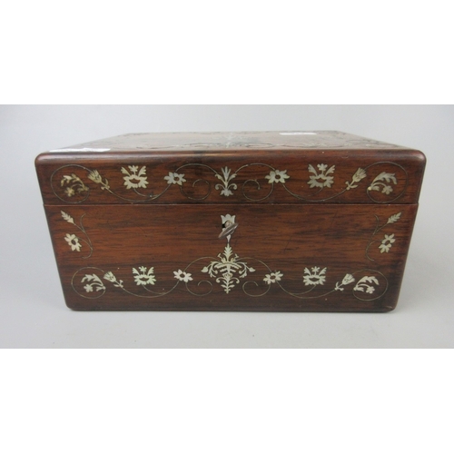 323 - Inlaid mother of pearl writing box A/F