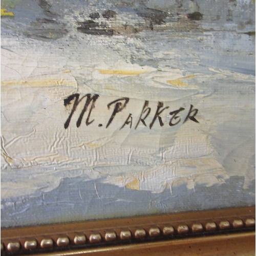 345 - Oil on canvas of a European square signed M Parker - 60cm x 50cm