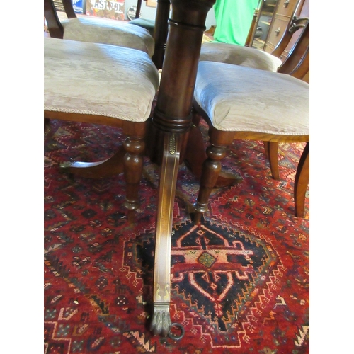 383 - Edwardian pedestal base extending dining table with 5 balloon back chairs