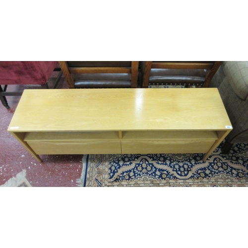 489 - Ercol blonde elm TV/media unit - W: 145cm D: 39cm H: 50cm