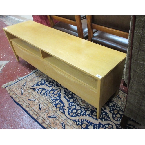 489 - Ercol blonde elm TV/media unit - W: 145cm D: 39cm H: 50cm