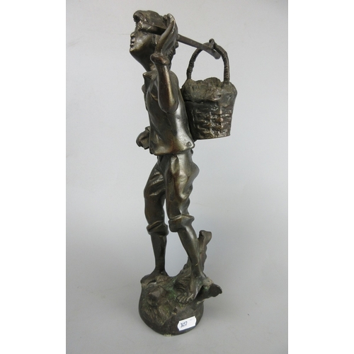 580 - Bronze figure of boy - H: 36cm