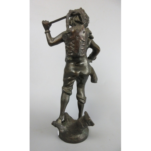 580 - Bronze figure of boy - H: 36cm