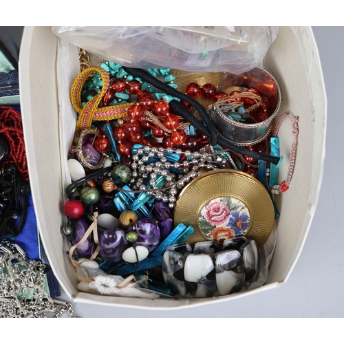 101 - Quantity of vintage and modern costume jewellery, including cut glass bead necklaces, white metal ch... 