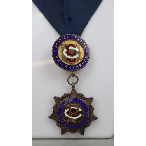 124 - 1923 Silver masonic medal and ribbon