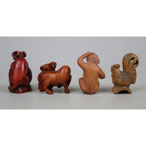 130 - 4 x Japanese carved Netsukes